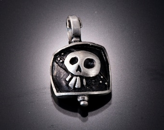 Sterling Silver Skull Pendant | Day of the Dead Necklace