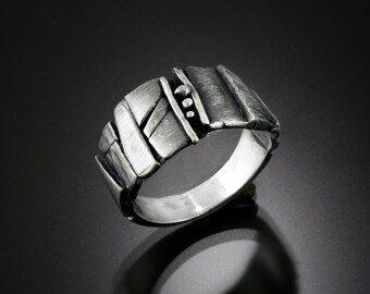 Mens rings | Mens silver ring | Mens sterling band | Mens band sterling silver ring | Fashion jewelry bands | "Bedrock" Ring