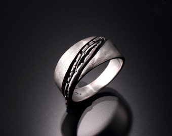 Mens rings | Mens silver ring | Mens sterling band | Mens band sterling silver ring | Fashion jewelry bands | "Beneath the Surface" Ring