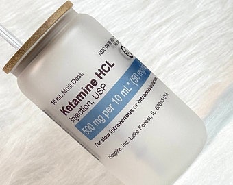 Ketamine 16 oz Glass Can Clear or Frosted..