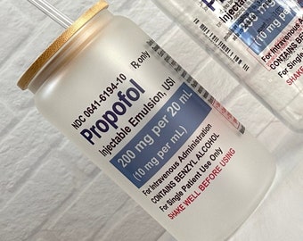 Propofol 16 oz Glass Can Clear or Frosted.