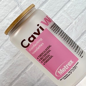 Cavi Wipes 16 oz Glass Can Clear or Frosted..