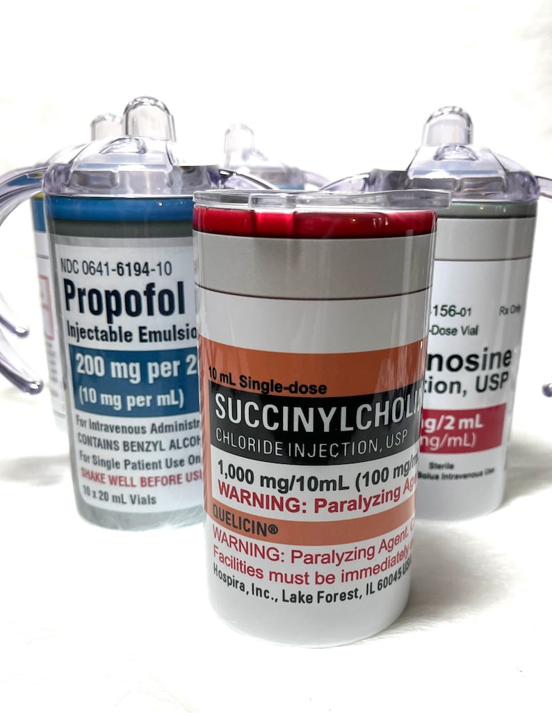 Succinylcholine Sippy Cup 2 lids, 12 oz tumbler, image 1