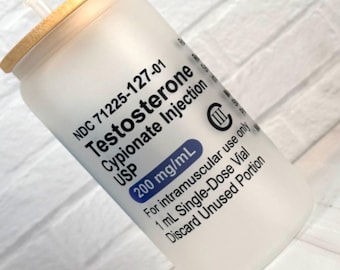 Testosterone 16 oz Glass Can Clear or Frosted. NO MEDICATION.