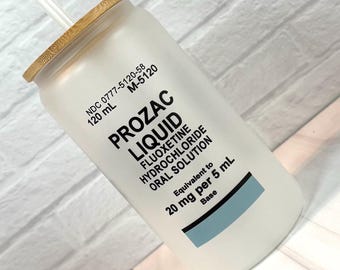 Prozac 16 oz Glass Can Clear or Frosted..
