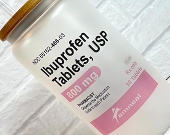 Ibuprofen 16 oz Glass Can Clear or Frosted.. SAMe Or NeXT BusineSS Day Shipping