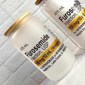 Furosemide 16 oz Glass Can Clear or Frosted..