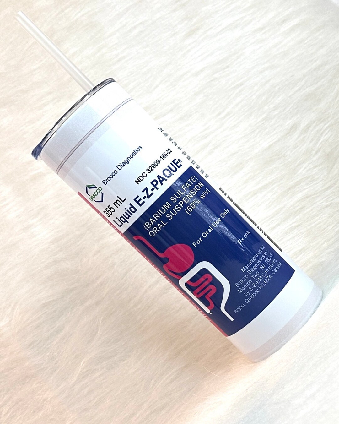 EZ Paque Barium 20 Oz Skinny Tumbler. Same or Next Business Day