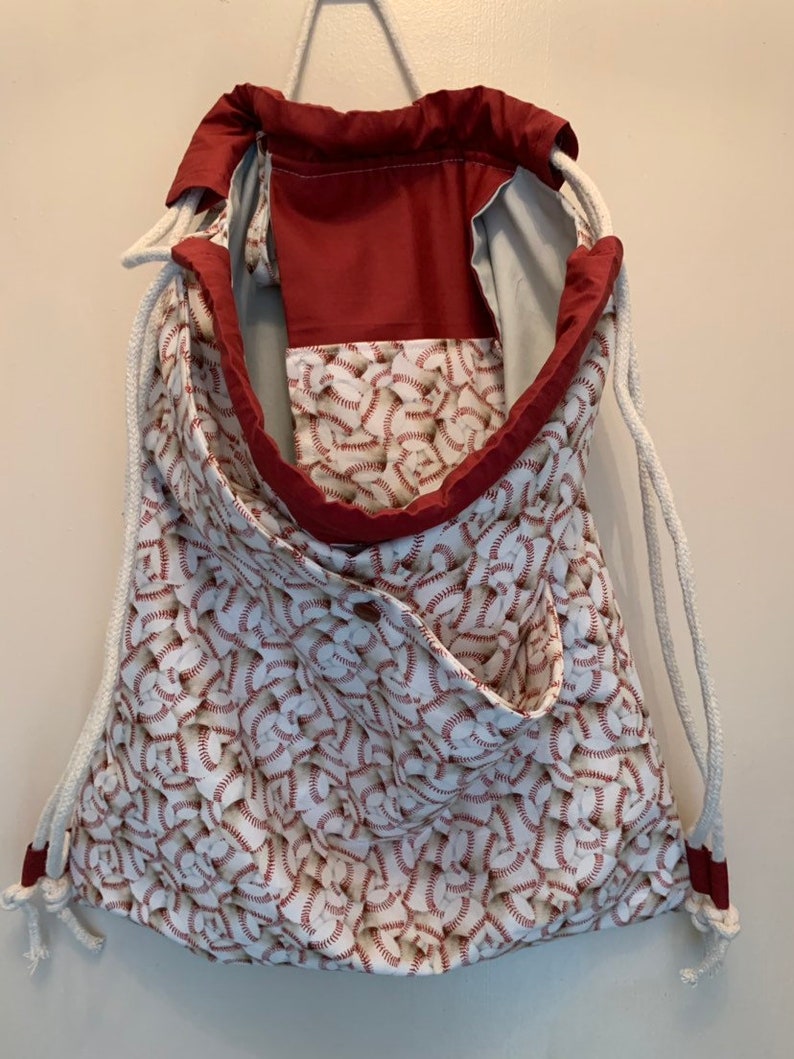 School Bag great gift Baseball Drawstring Backpack Day Bag Adjustable Cinch Sack Shoulder Bag Pockets Rucksack