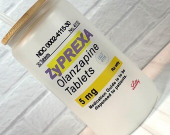 Zyprexa 16 oz Glass Can Clear or Frosted..