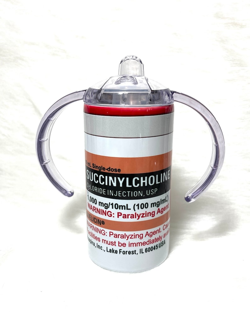 Succinylcholine Sippy Cup 2 lids, 12 oz tumbler, image 2