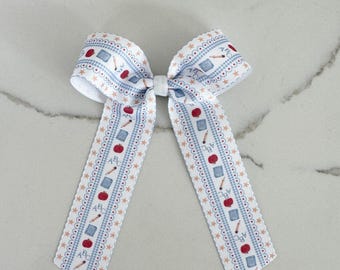 Back to school hair bow, first day of school bow, Embroidered Hair Bow, monogram hair bow, ribbon hair bow, cute hair bow, embroidered bow