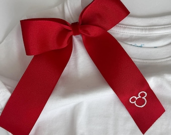 Mickey Embroidered Hair Bow, disney bow, monogram hair bow, ribbon hair bow, cute hair bow, embroidered bow