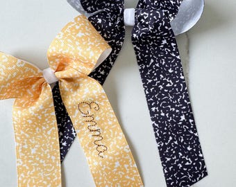 Back to school hair bow, Embroidered Hair Bow, first day of school bow, monogram hair bow, ribbon hair bow, embroidered bow