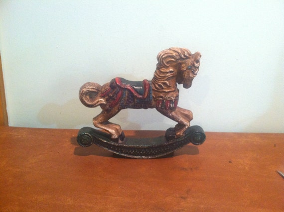 antique metal rocking horse