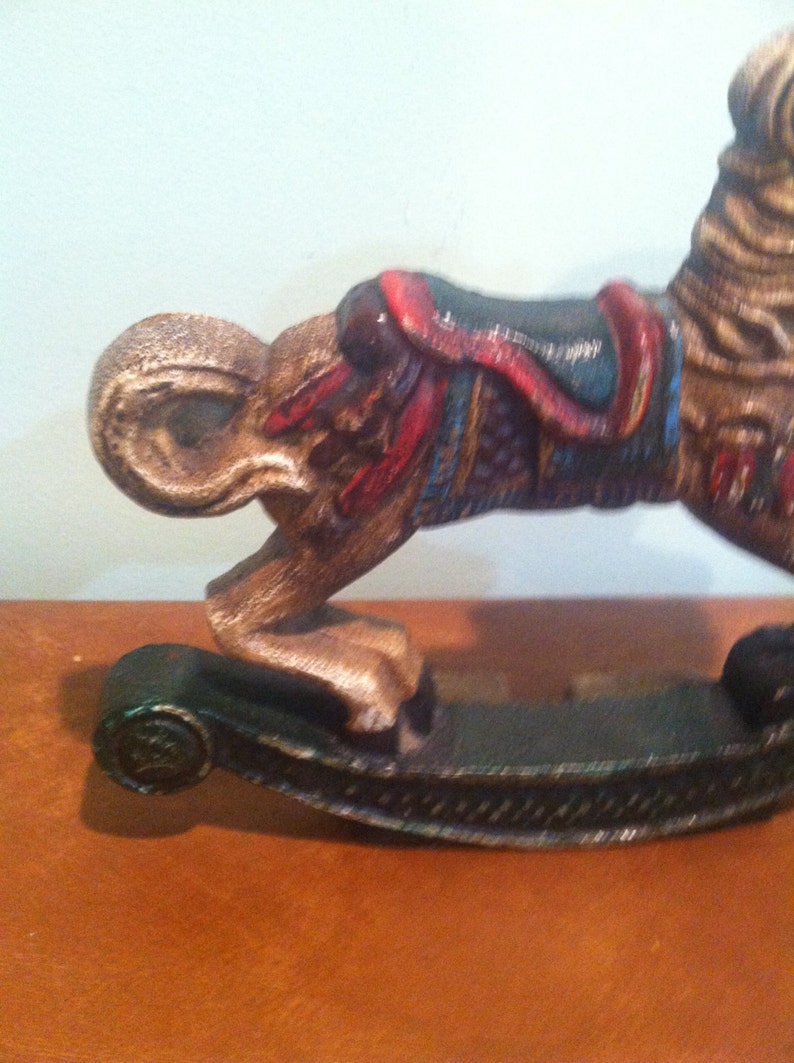 Antique Vintage Cast Iron Rocking Horse Doorstop Etsy