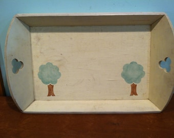 Vintage Wooden Hand Painted Kitchen Serving Tray