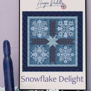 Snowflake Delight | Applique Lap Quilt | DIGITAL PDF Quilt Pattern | Christmas Quilt | Winter Quilt | Angie Padilla Quilt Designs
