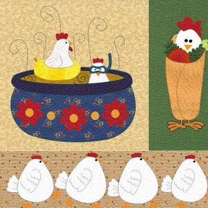 Chicken Recipes Applique Quilt Pattern: Whimsical Birds (Digital PDF Pattern)