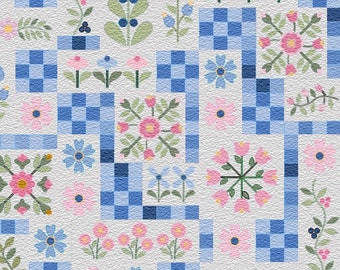 Geheimer Garten | Applikation Quilt Muster | Digitales PDF-Muster | Blumen Quilt | Spring Project |Twin Size Quilt | Angie Padilla Quilt Designs