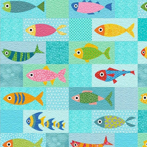 Fishy Business | Applique Quilt Pattern | Digital PDF Pattern | Crib Size Quilt | Whimsical Baby Quilt | Angie Padilla Quilt Designs