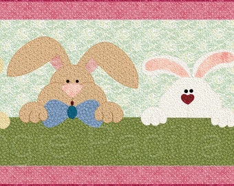 Bunny Peekaboo | Applique Quilt Pattern | Digital PDF Pattern | Easter Quilt | Bunny Table Runner | Angie Padilla Quilt Designs