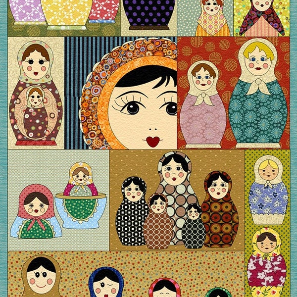 Matryoshkas | Pieced and Applique Quilt Pattern | Digital PDF Pattern | Nesting Dolls | Doll Quilt Pattern | Angie Padilla Quilt Designs