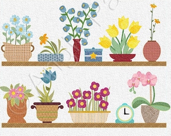Potted Flowers Quilt Pattern: Modern Applique Design (Digital PDF)