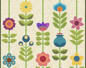 Spring Blossoms Applique Quilt Pattern: Modern Floral Design (Digital PDF Pattern)