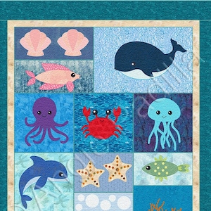 Under the Sea Applique Quilt Pattern: Crib Size (Digital PDF)