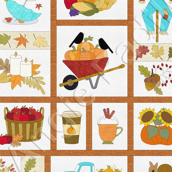 Autumn Vibes | Applique Quilt Pattern | DIGITAL PDF Quilt Pattern | Fall Quilt Pattern | Whimsical Quilt PDF | Angie Padilla Quilt Designs