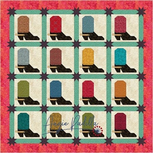 Steppin&#39; Up Cowboy Boot Quilt Pattern: Western Pieced Quilt (Digital PDF)