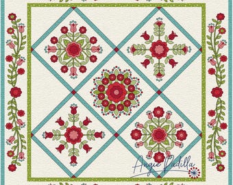 Roses and Tulips Quilt Pattern: Modern Baltimore Album Style (Digital PDF)