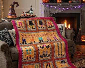 Socktoberfest: Witch Legs Applique Quilt Pattern, Halloween Wall Hanging (Digital PDF)