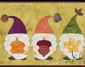 Autumn Gnomes Applique Mug Rug Pattern: Fall Quilt (Digital PDF)