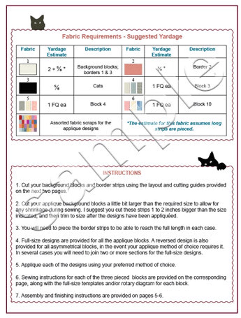 Craft a charming DIY quilt with our downloadable "Sewing Cat" applique pattern. Ideal for sewing enthusiasts looking for whimsical sewing room decor.