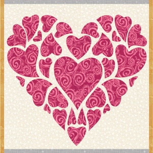 Folk Art Valentine Applique Quilt Pattern: Heart Wall Hanging (PDF Pattern)