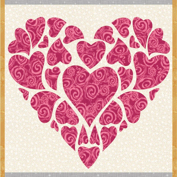 Folk Art Valentine | Applique Quilt Pattern | Digital PDF Pattern | Valentine Wall Hanging | Angie Padilla Quilt Designs