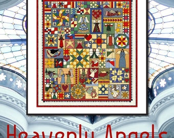 Hemelse engelen quiltpatroon | Stukjes, Paper Piecing, Appliqué | DIGITALE PDF-quiltpatroon | Kerstquilt | Angie Padilla-quiltontwerpen