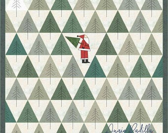 Tree Pickin' Santa Quilt Pattern: Applique Christmas Lap Quilt (Digital PDF)