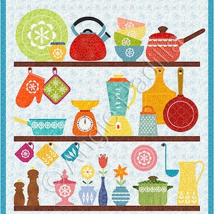 Kitchen Shelves | Applique Quilt Pattern | Cozy Kitchen Home Decor | Downloadable PDF pattern | Angie Padilla Quilt Designs