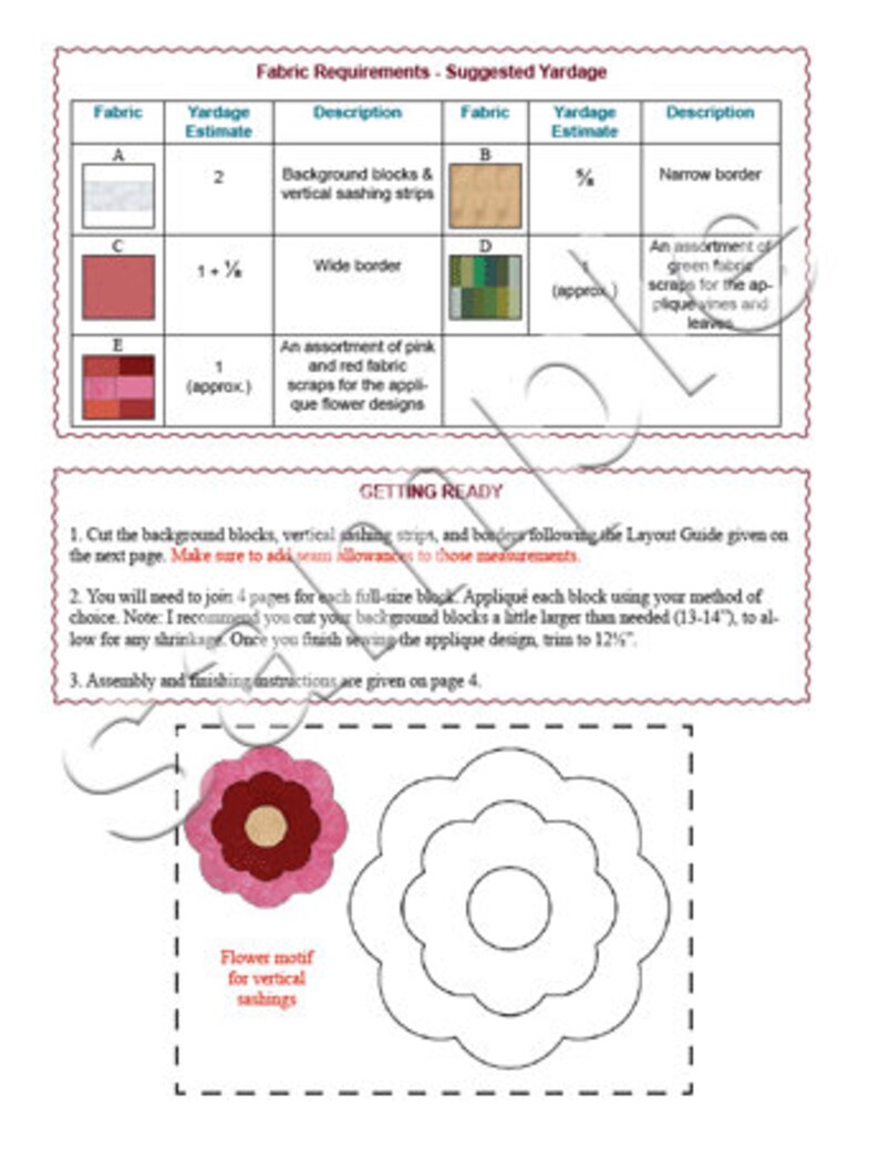Bed of Roses Quilt Pattern: Modern Baltimore Album Style (digital PDF ...