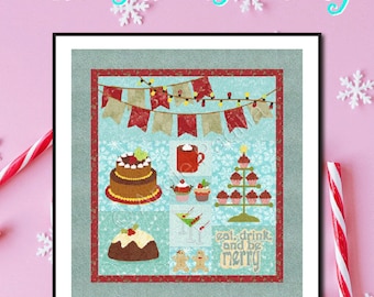 Christmas Party | Applique Wall Hanging | DIGITAL PDF Quilt Pattern | Christmas Quilt | Angie Padilla Quilt Designs