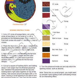 Download this cute Halloween placemat quilt pattern featuring an appliqued moon witch and bat design, perfect for spicing up your holiday table decor! Step-by-step instructions.