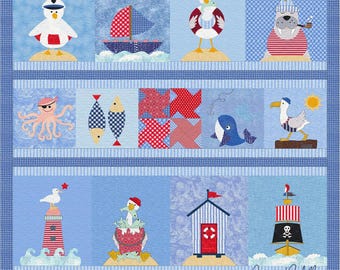 Ocean Friends Appliqué Quilt Pattern | Nautical Cottage Decor (Digital PDF)
