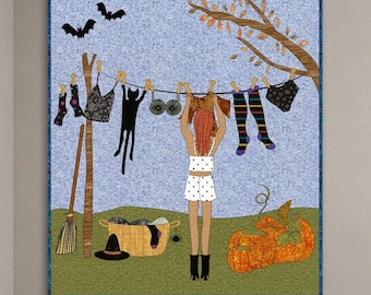 Witchy Washy Applique Quilt Pattern: Halloween Wall Hanging (Digital PDF)