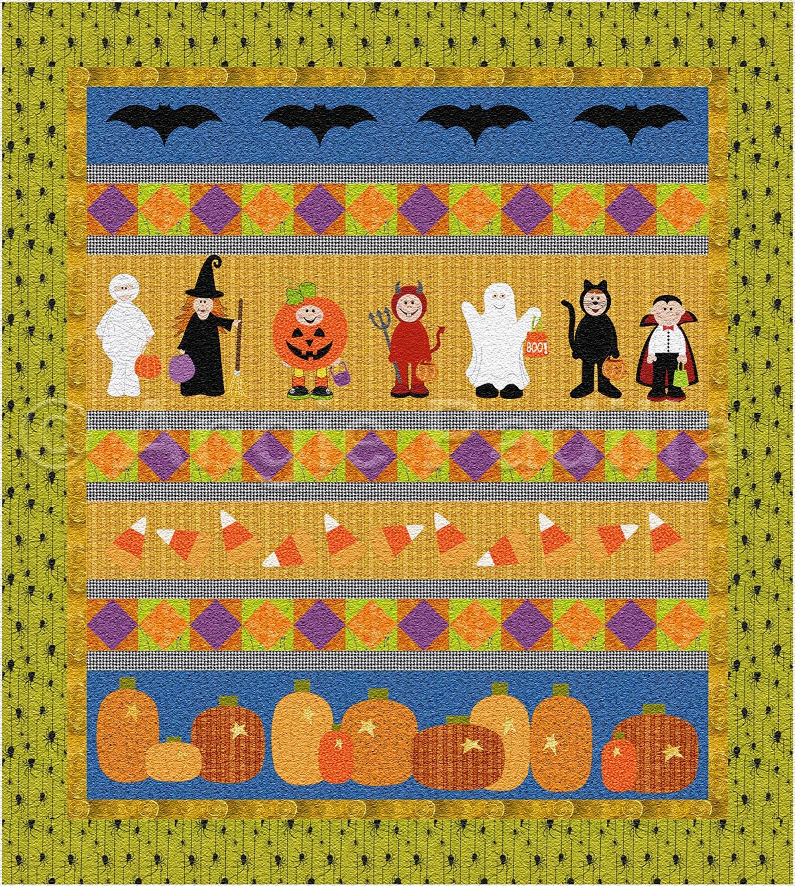 Trick or Treat Applique Quilt Pattern: Halloween Design (PDF Pattern ...