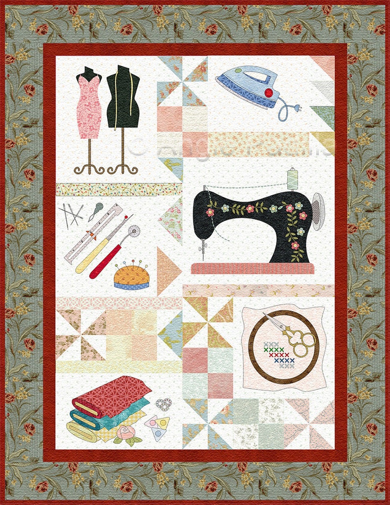 Born to Sew Applique Quilt Pattern Etsy