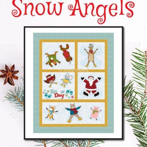 Snow Angels | Applique Wall Hanging | DIGITAL PDF Quilt Pattern | Critters Snow | Whimsical Christmas Quilt | Angie Padilla Quilt Designs