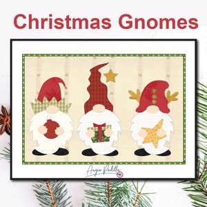 Christmas Gnomes | Applique Mug Rug Pattern | DIGITAL PDF Quilt Pattern | Christmas Mug Rug | Whimsical Gnomes | Angie Padilla Quilt Designs